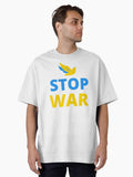 Stop war in Ukraine Ukrainian flag peace pigeon Oversized Shirt T Shirt Clean Design