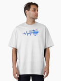 HEARTBEAT GREECE FLAG ECG GIFT IDEA Oversized T Shirt T Shirt High Search Demand Fan Favorite