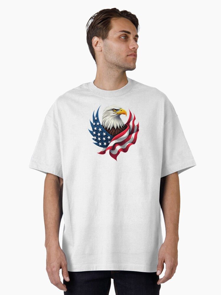 American Flag With Eagle Oversized Shirt T Shirt US Trend