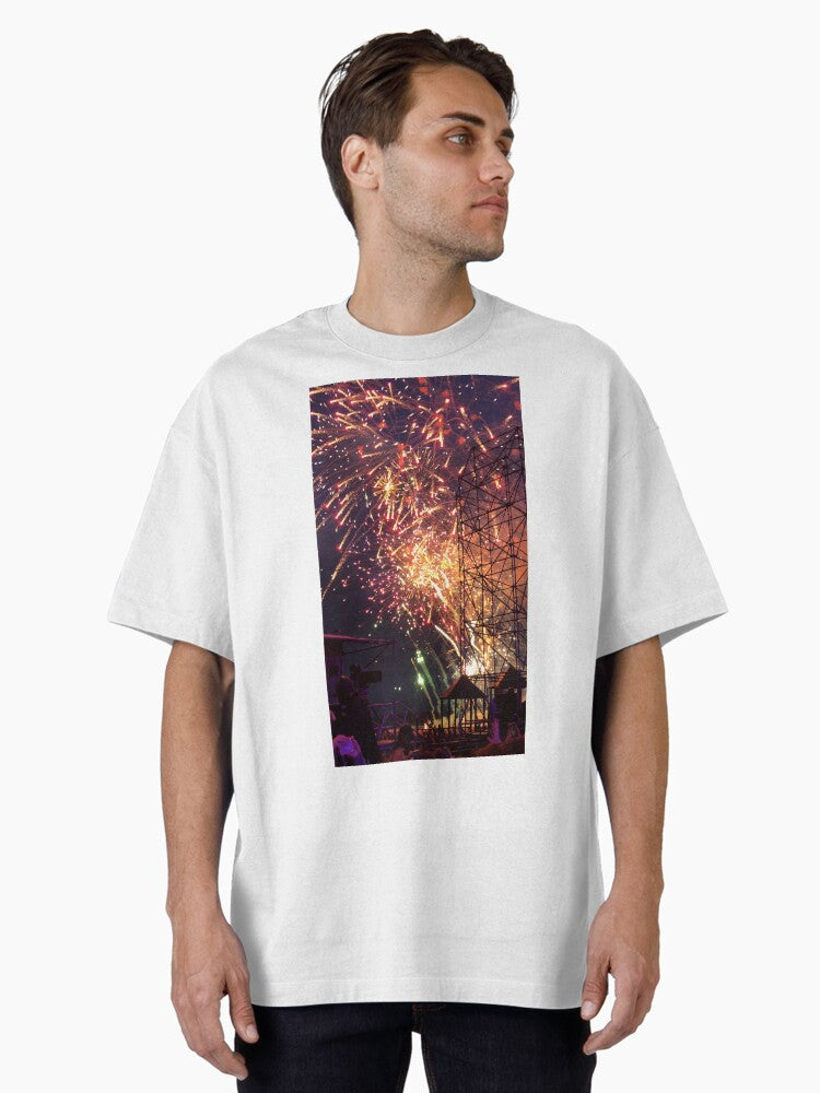 Fireworks at Night Oversized T-Shirt T-Shirt | High-Quality Print | Trending Now