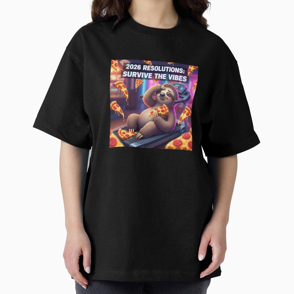 2026 Resolutions Funny Sloth Survive The Vibes by lowbatterydept Unisex T-shirt, Sweatshirt, Hoodie, Long Sleeve Tee