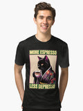 More Espresso Less Depresso Meme Funny Coffee Cat Vintage Poster Tri blend T Shirt T Shirt Premium Print Fan Favorite