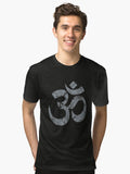 OM Yoga Spiritual Symbol in Distressed Style Tri blend T Shirt T Shirt High Search Demand Best Seller Look