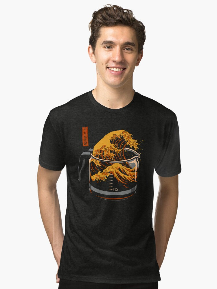 The Great Wave of Coffee Tri blend T Shirt T Shirt Premium Print Gift Ready