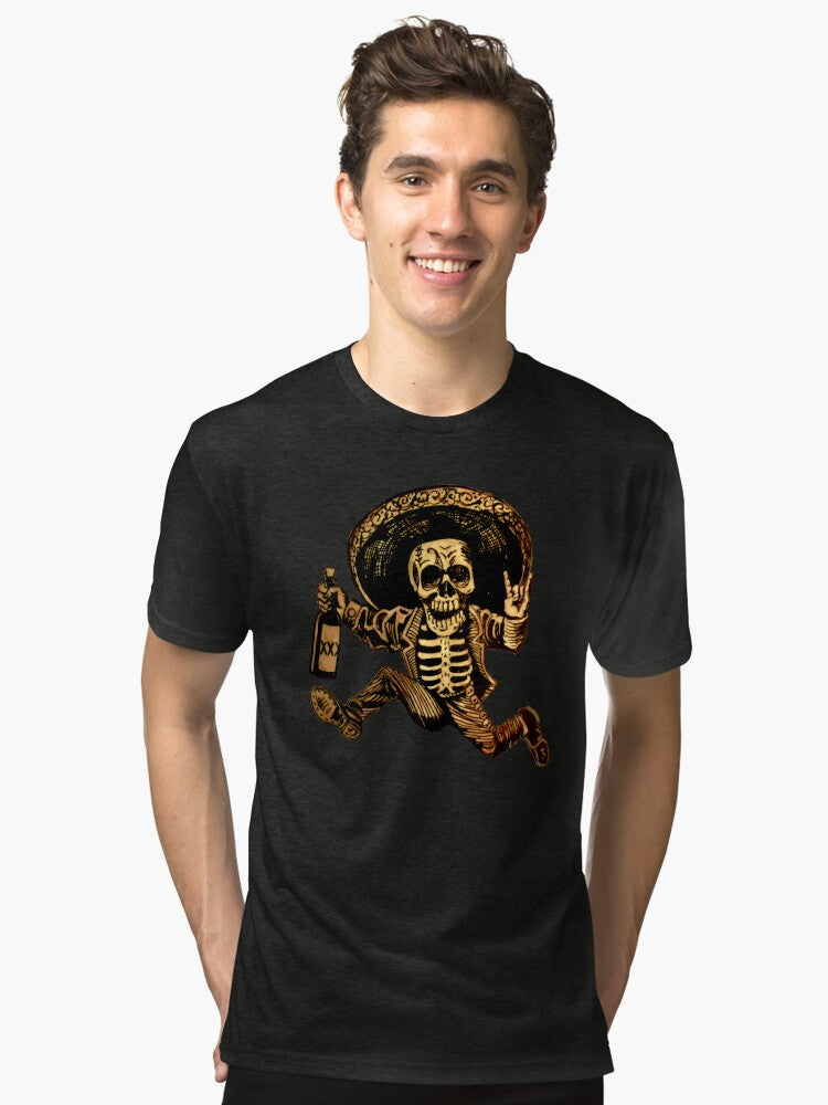Posada Day of the Dead Outlaw Tri blend T Shirt T Shirt Streetwear Style Hot Right Now