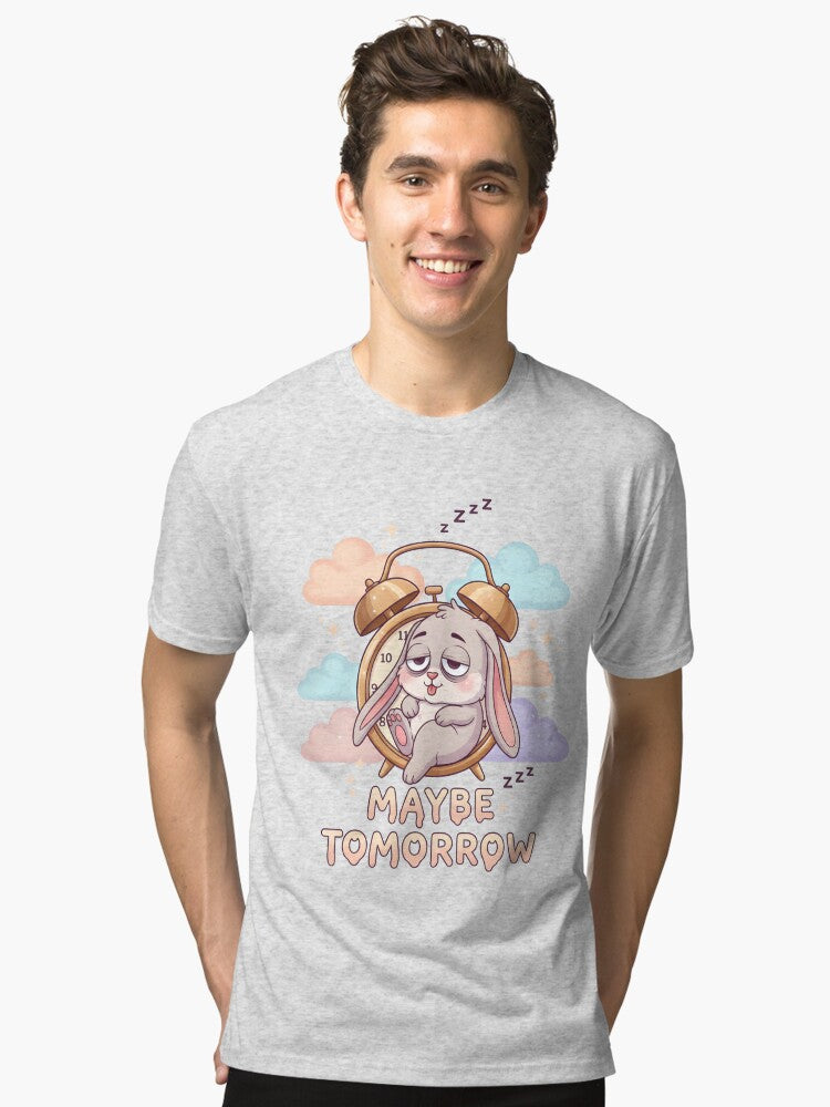 Maybe Tomorrow Sleepy Rabbit Procrastination Clock Design Tri blend T Shirt T Shirt Trending US Fan Favorite