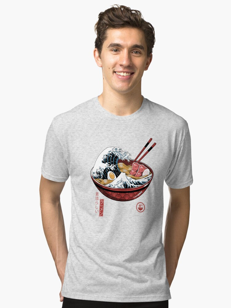 Great Ramen Wave White Tri blend T Shirt T Shirt Premium Print Daily Wear