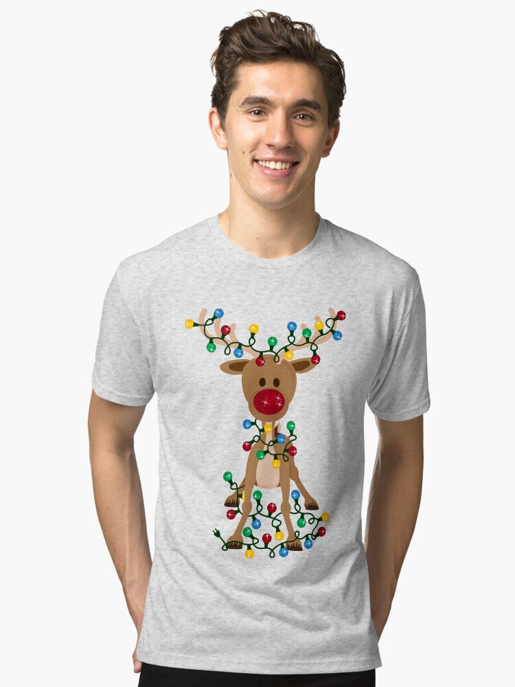 Adorable Reindeer Tri blend T Shirt T Shirt Streetwear Style Gift Ready