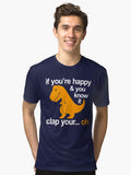 Dino Clap Your Hands Playful T Rex and Happy Rhymes Tri blend T Shirt T Shirt Premium Print Daily Wear