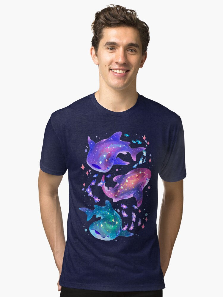 Cosmic Whale Shark Tri blend T Shirt T Shirt Streetwear Style Gift Ready
