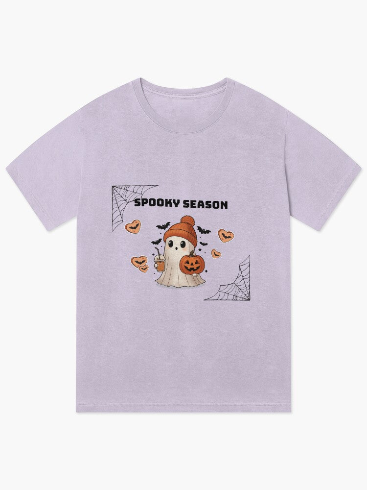 Cute Ghost Spooky Season Vintage Wash T Shirt