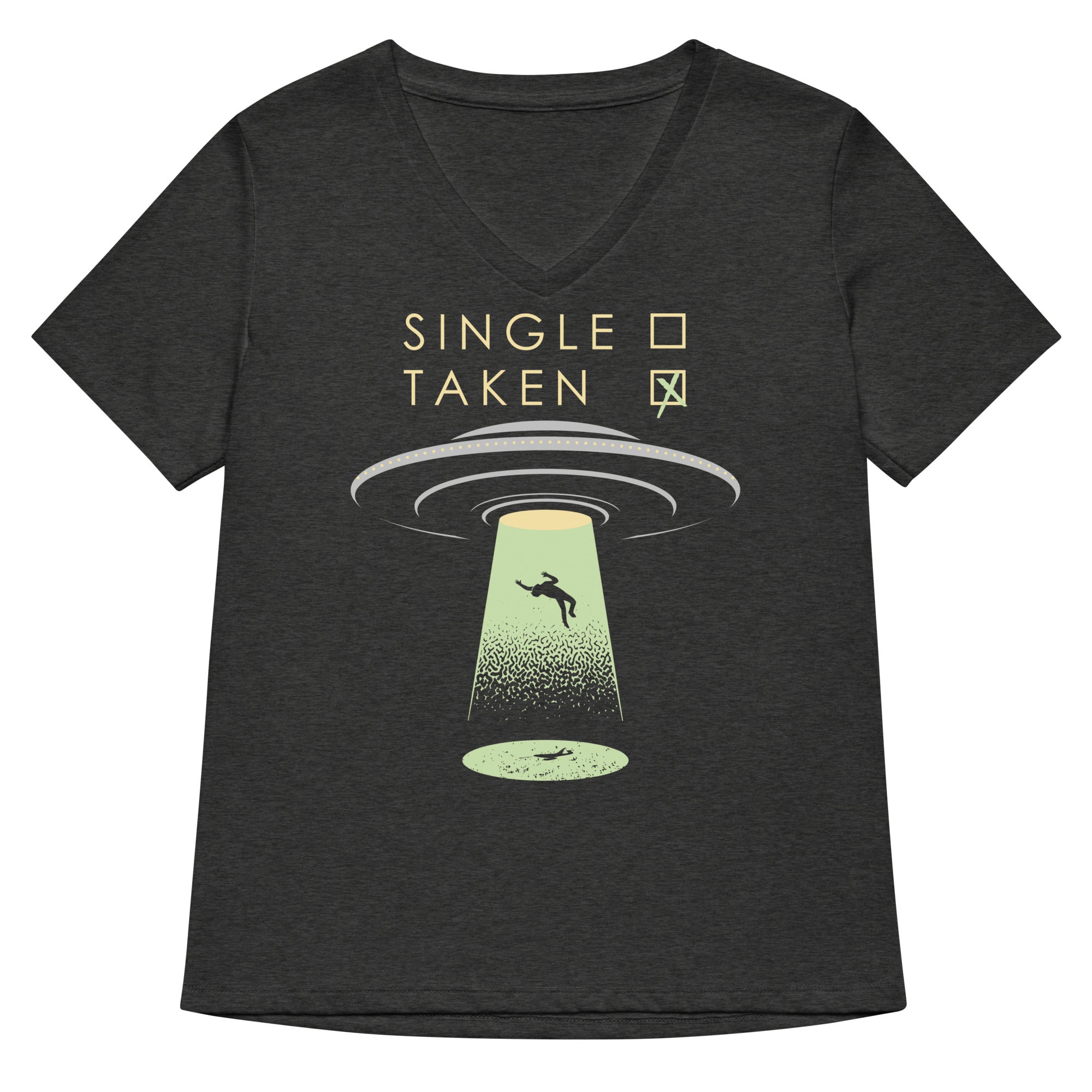 Single Taken Ufo Women S V Neck Tee V Neck T Shirt Minimal Style