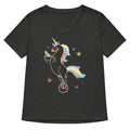 Unicycling Unicorn With Corn Women S V Neck Tee V Neck T Shirt Minimal Style
