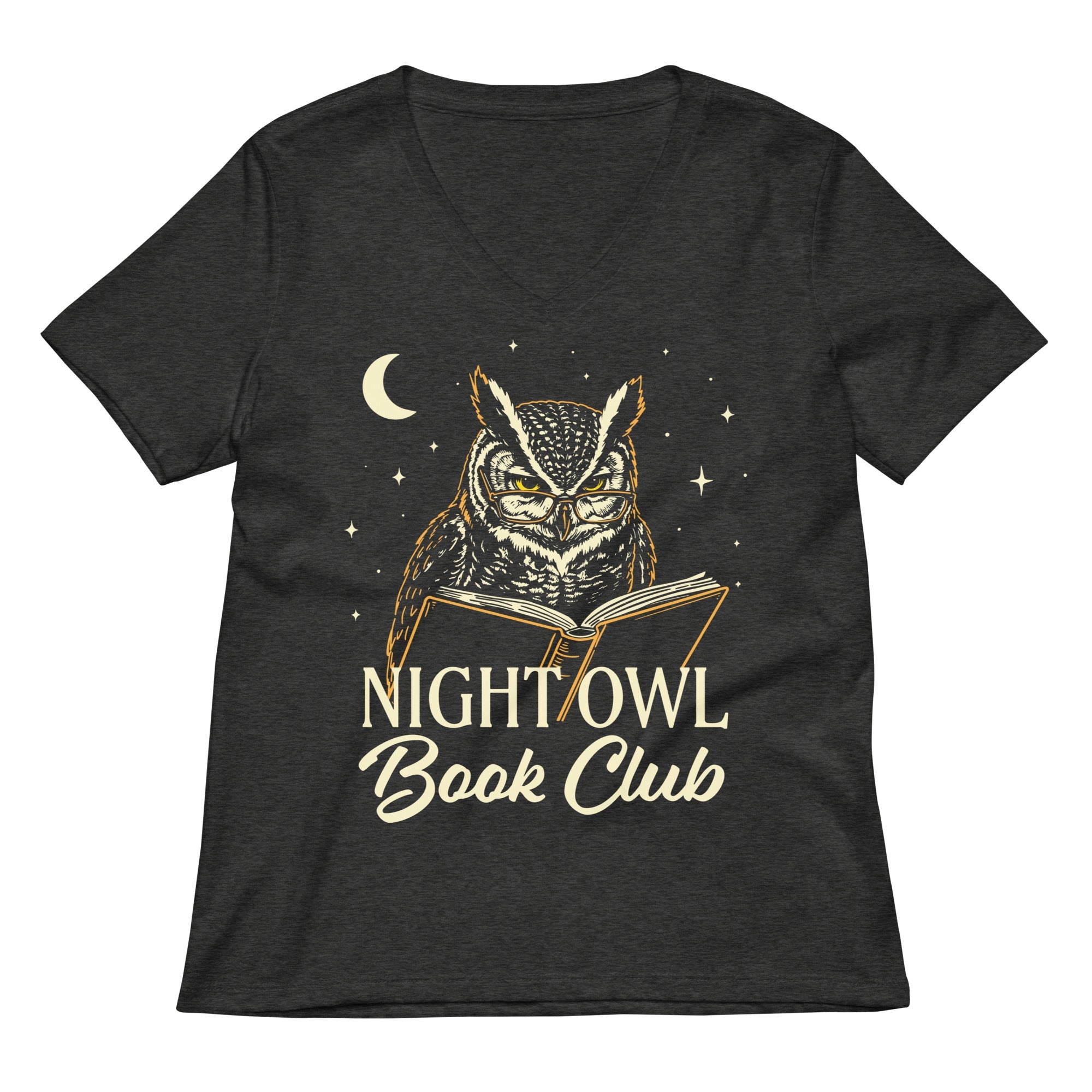 Night Owl Book Club Women S V Neck Tee V Neck T Shirt Clean Design