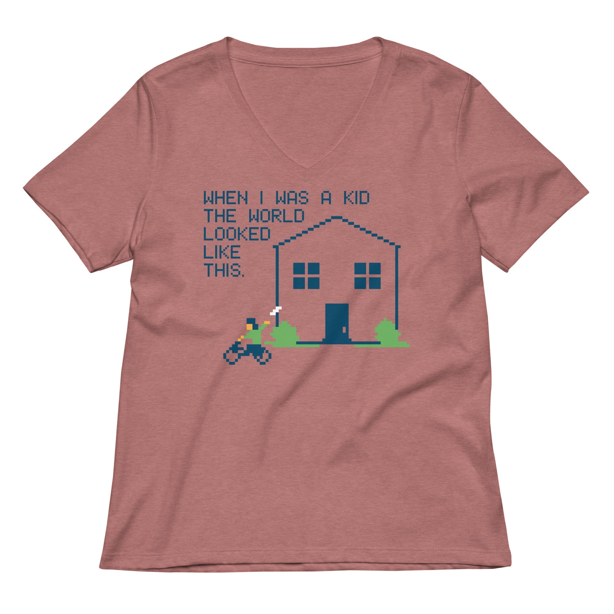 When I Was A Kid The World Women S V Neck Tee V Neck T Shirt Clean Design