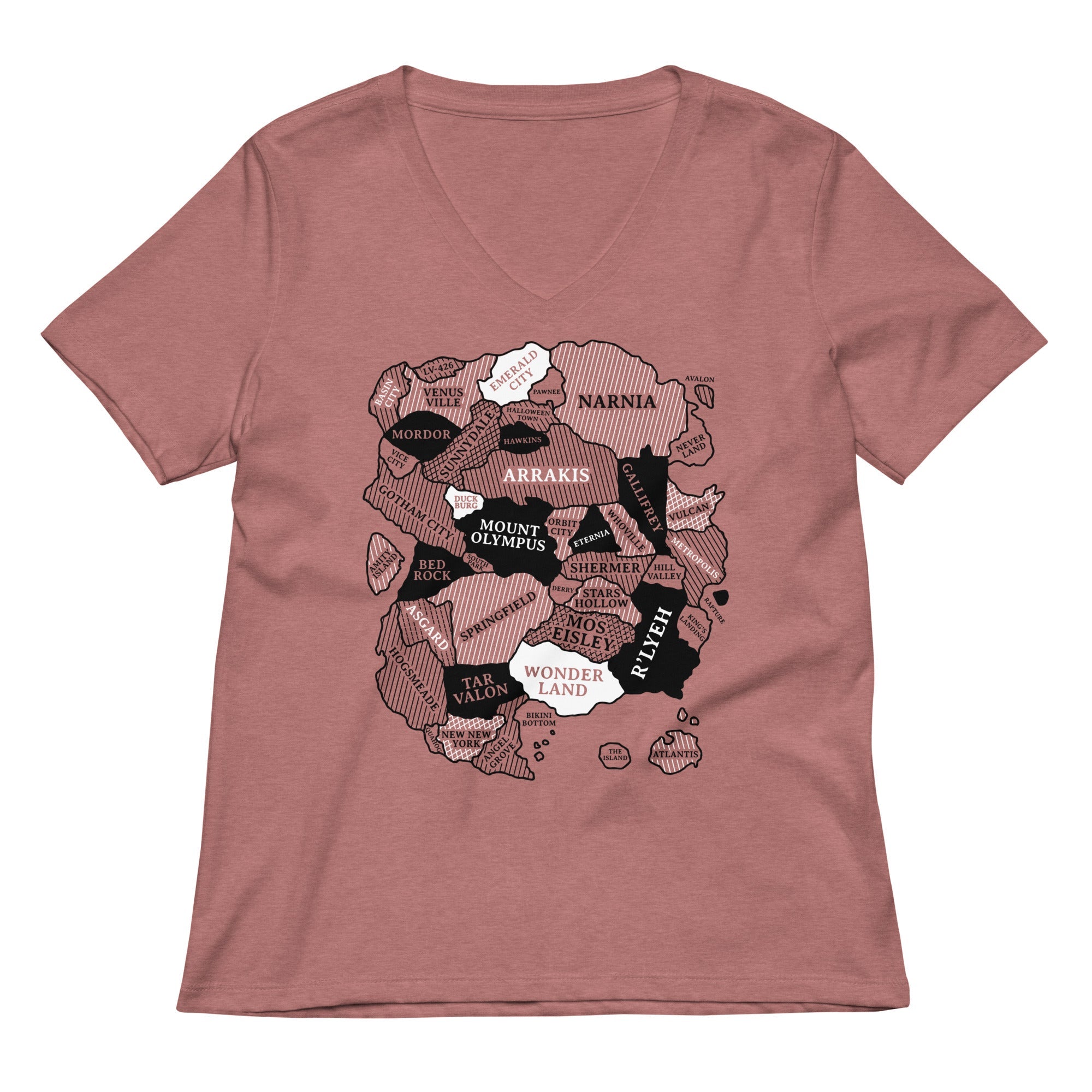 World Map Women S V Neck Tee V Neck T Shirt US Trend