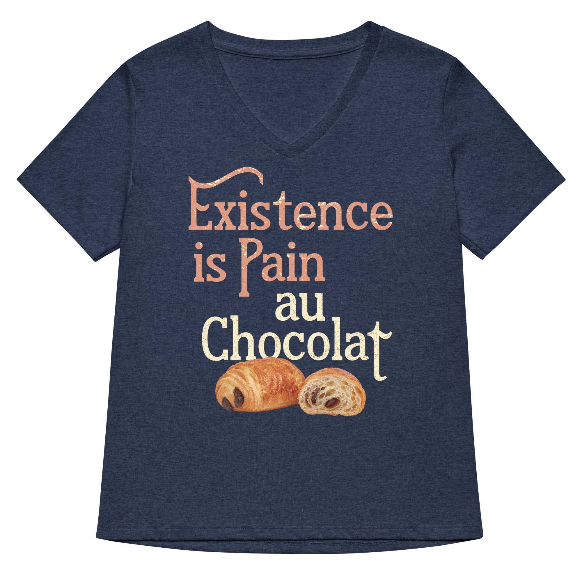 Existence Is Pain Au Chocolat Women S V Neck Tee V Neck T Shirt US Trend