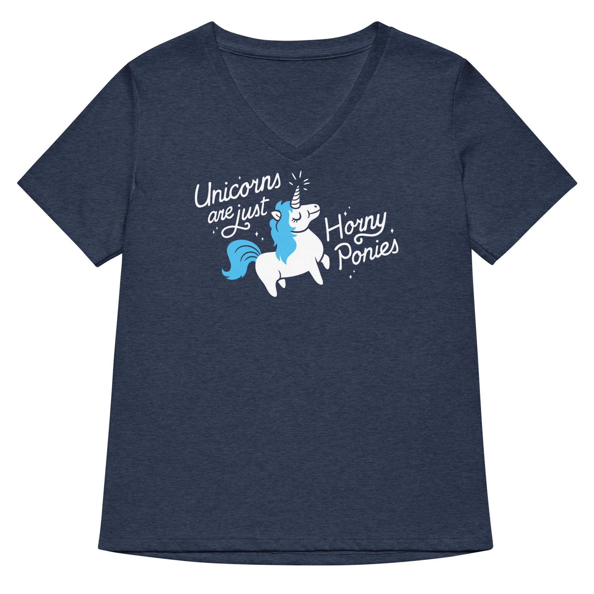 Unicorns Are Just Horny Ponies Women S V Neck Tee V Neck T Shirt US Trend