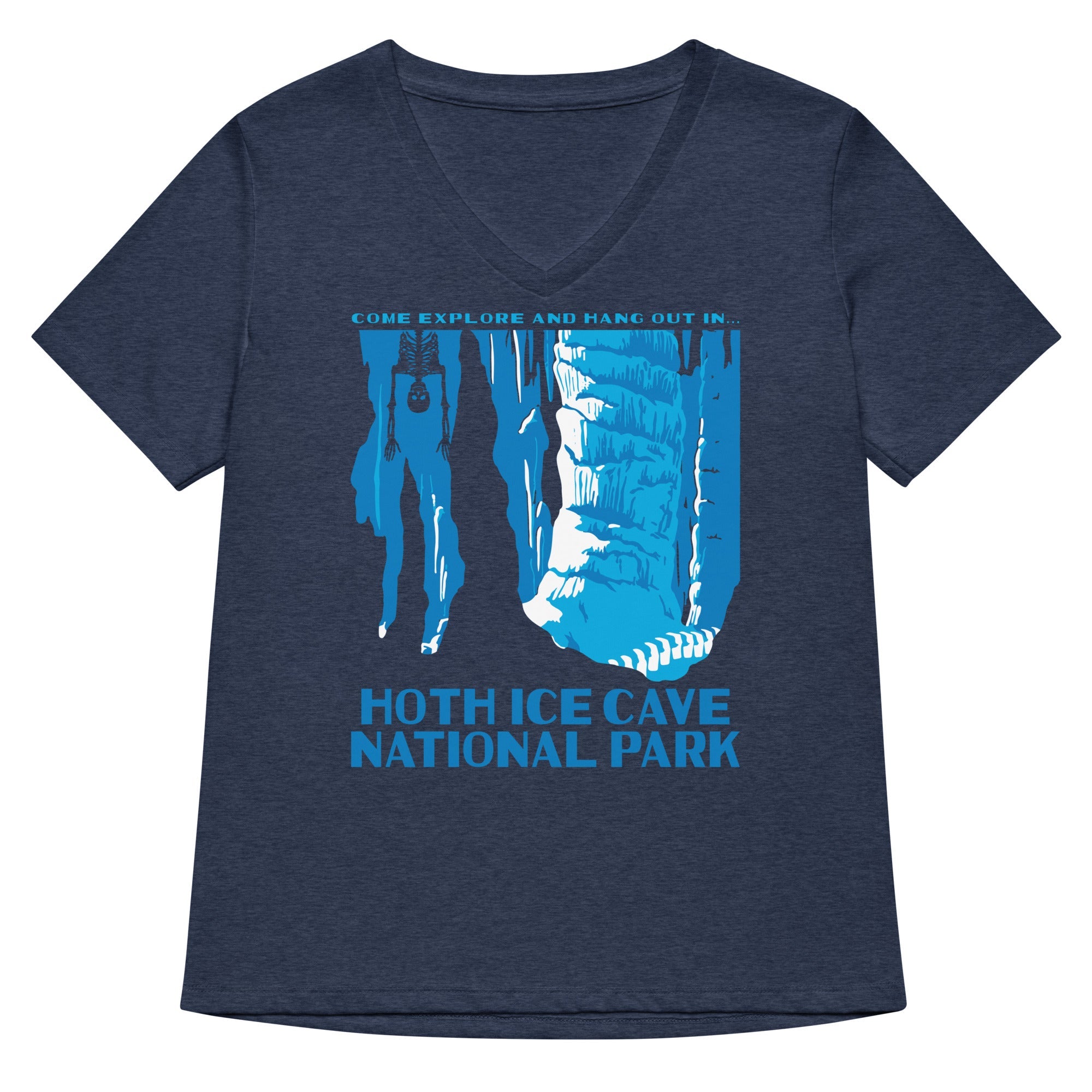 Hoth Ice Cave National Park Women S V Neck Tee V Neck T Shirt Premium Print