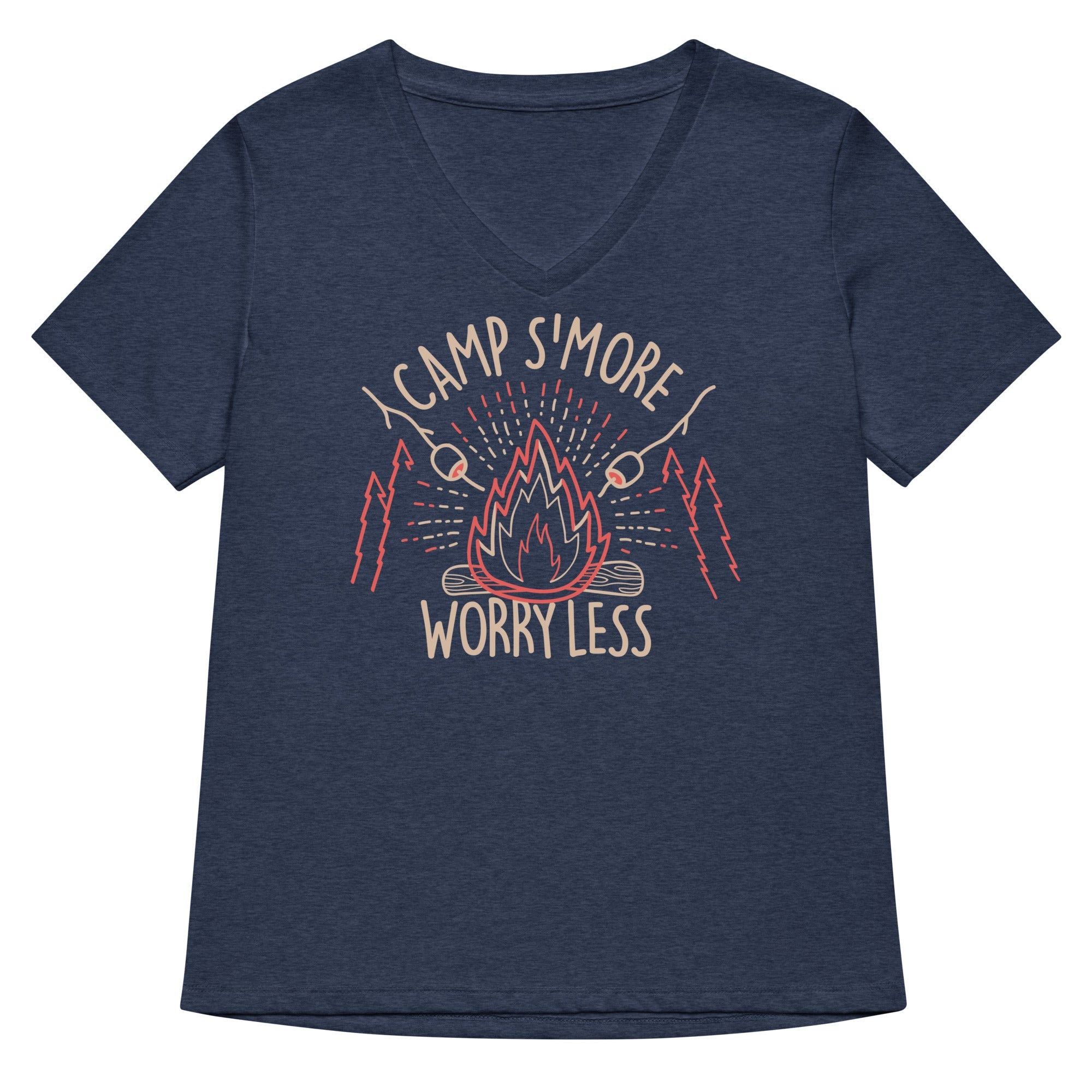 Camp S More Worry Less Women V Neck Tee V Neck T Shirt Minimal Style