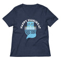 Happy Hanukkat Women S V Neck Tee V Neck T Shirt Minimal Style