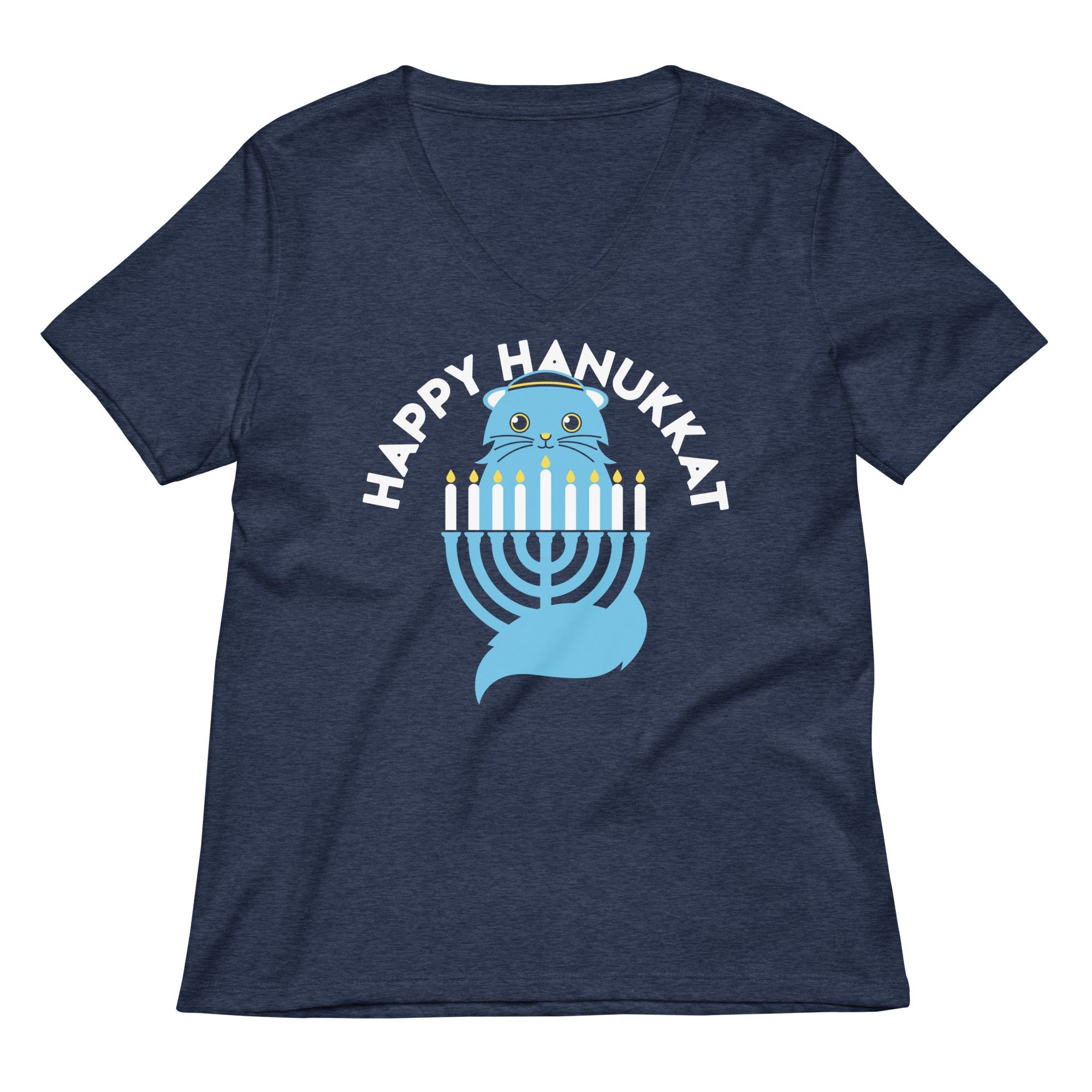 Happy Hanukkat Women S V Neck Tee V Neck T Shirt Minimal Style