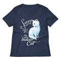 Sorry I Can T Go M An Indoor Cat Women S V Neck Tee V Neck T Shirt Clean Design