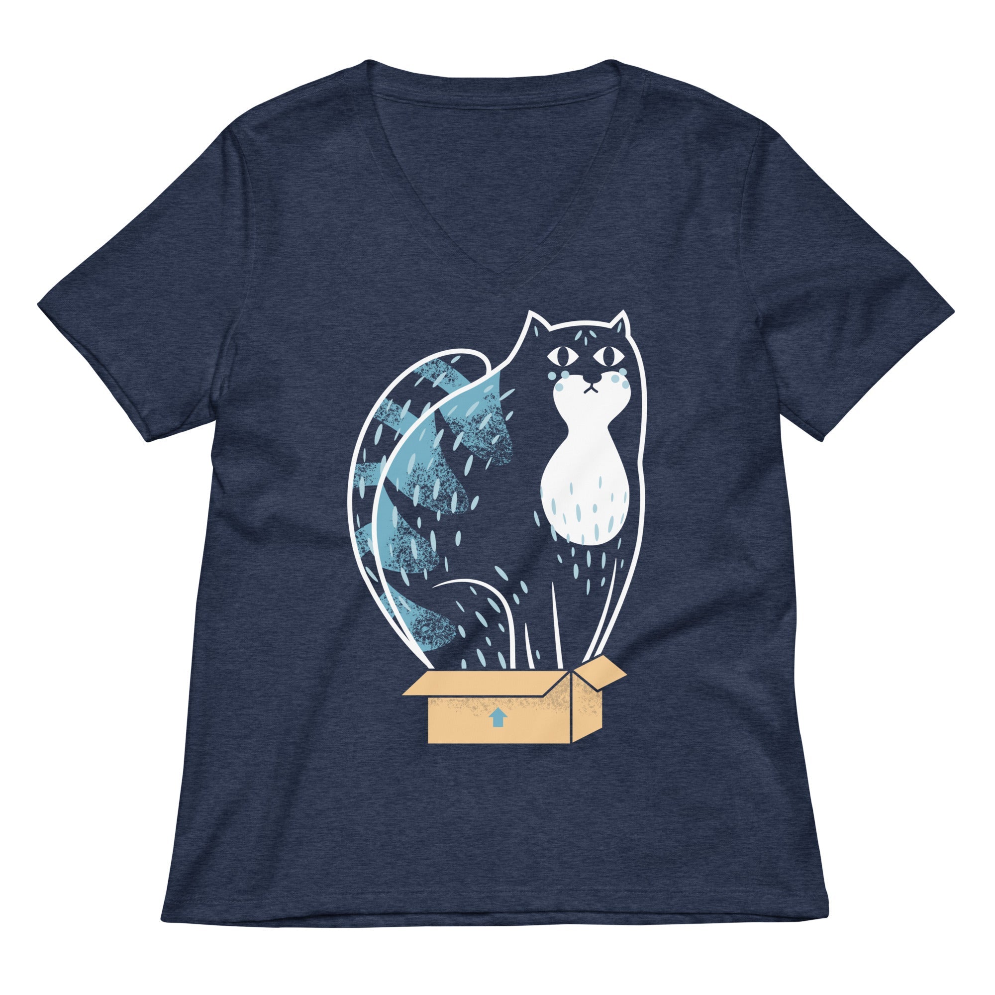 Cat In A Box Women S V Neck Tee V Neck T Shirt Clean Design