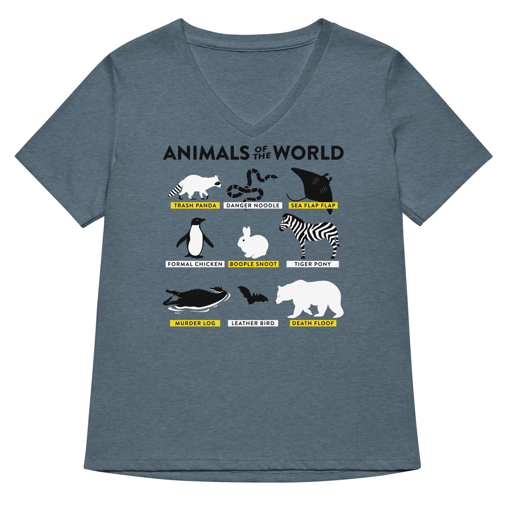 Animals Of The World Women S V Neck Tee V Neck T Shirt Everyday Wear
