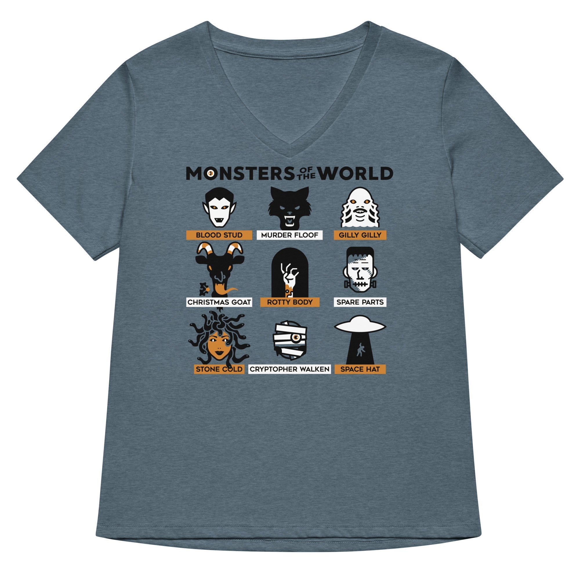 Monsters Of The World Women S V Neck Tee V Neck T Shirt Everyday Wear