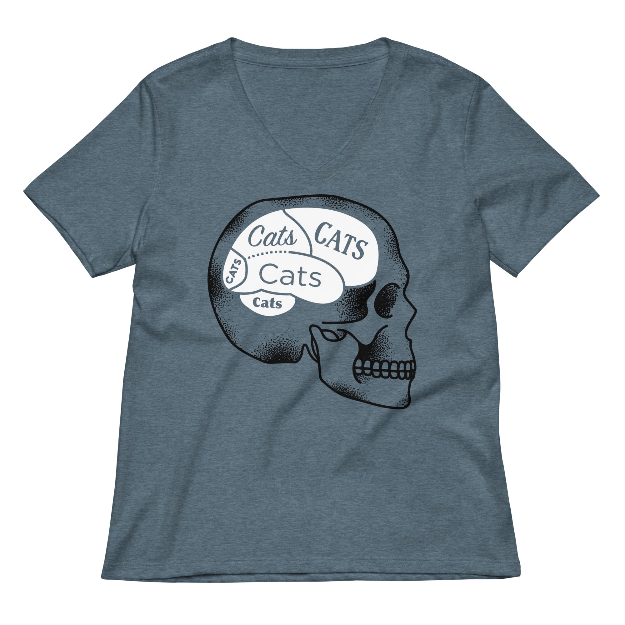 Cats On The Brain Women S V Neck Tee V Neck T Shirt Everyday Wear
