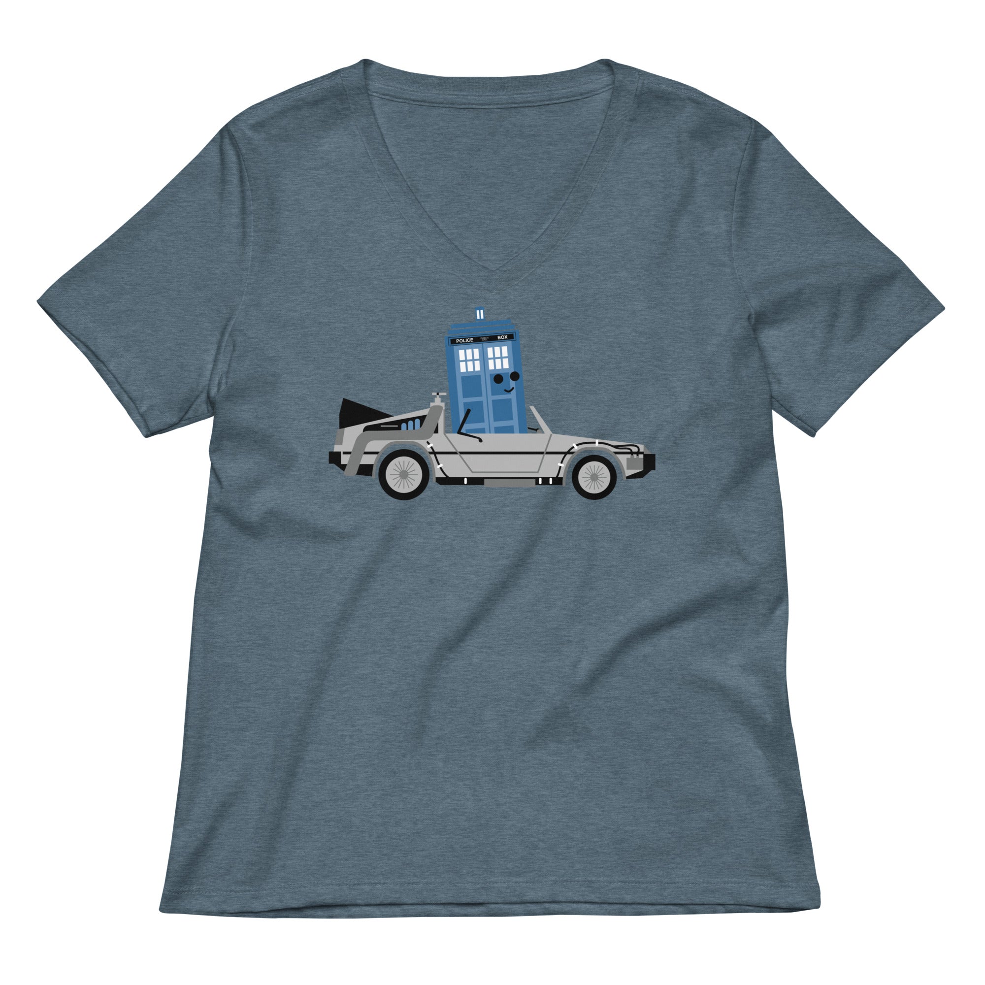 Time Machine X Two Women S V Neck Tee V Neck T Shirt Clean Design