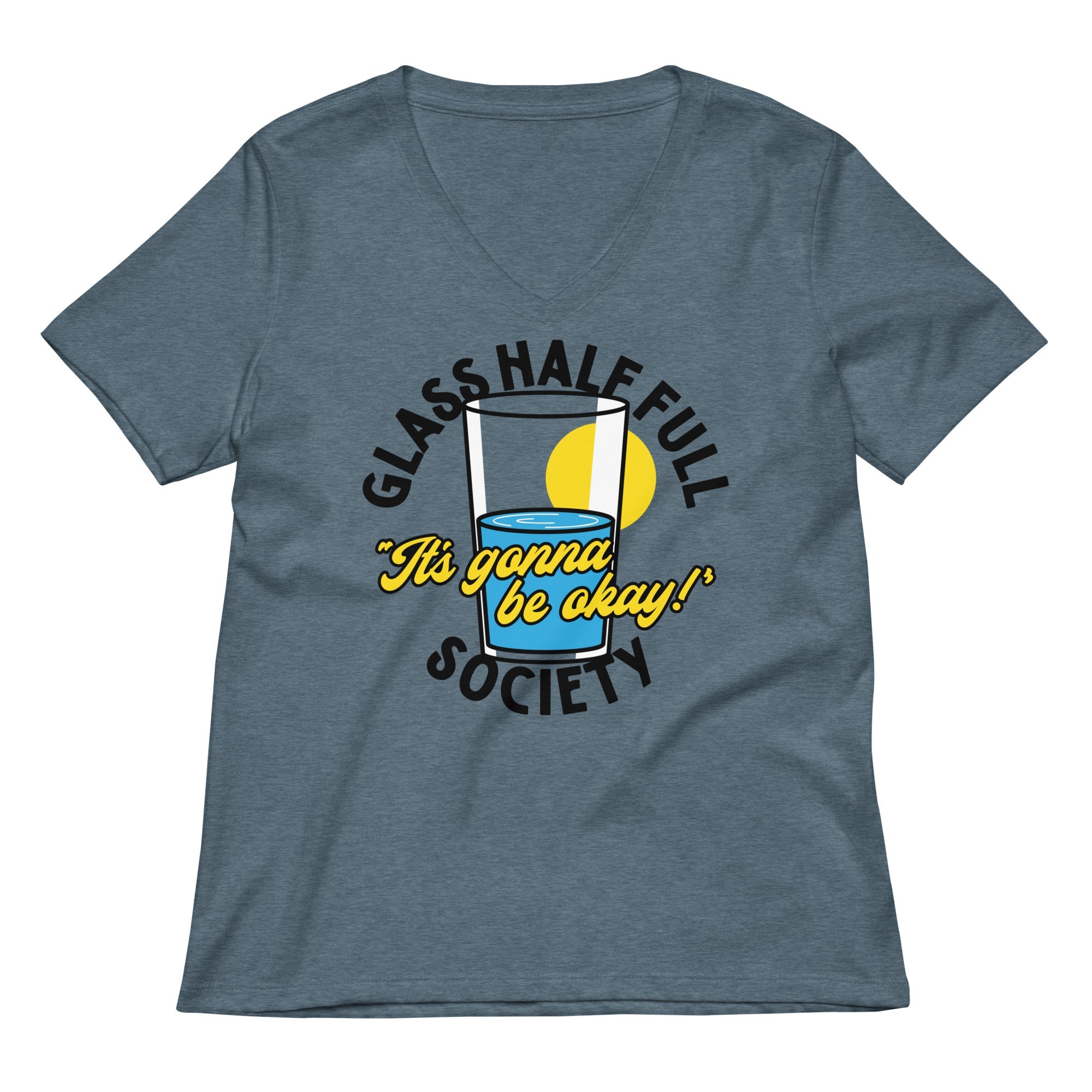 Glass Half Full Society Women S V Neck Tee V Neck T Shirt Clean Design