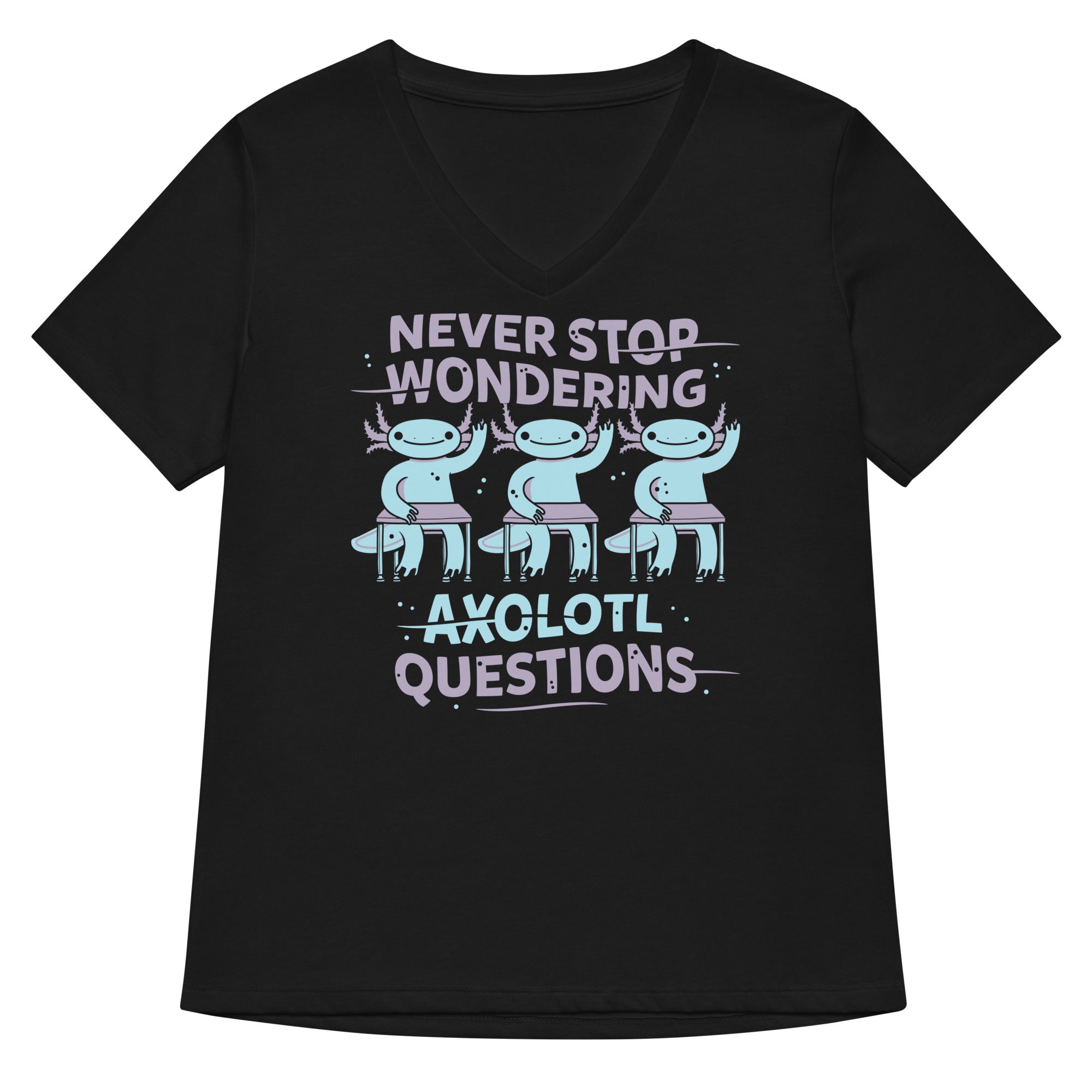 Axolotl Questions Women S V Neck Tee V Neck T Shirt US Trend