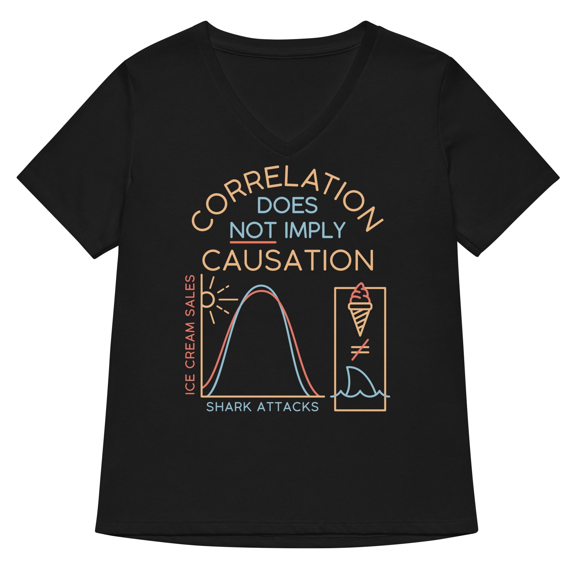 Correlation Does Not Imply Causation Women S V Neck Tee V Neck T Shirt Clean Design