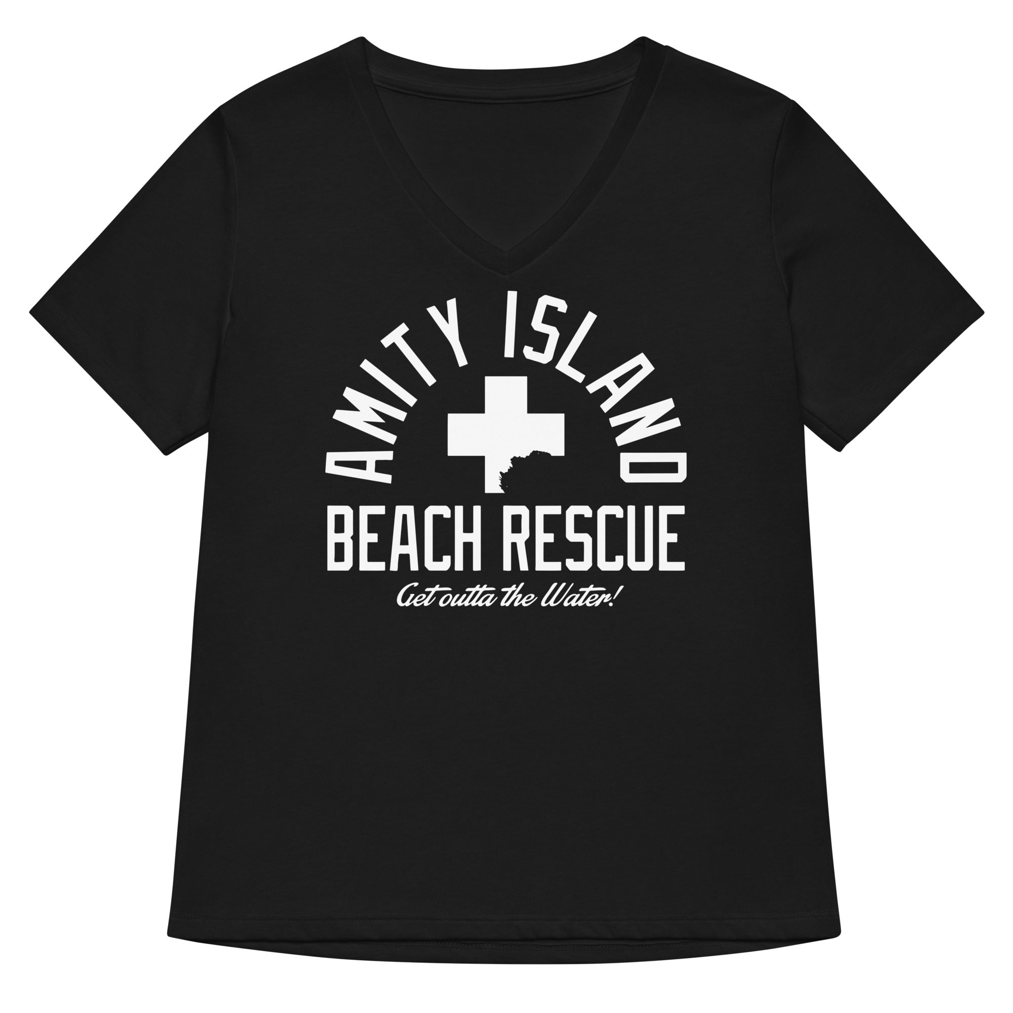 Amity Island Beach Rescue Women S V Neck Tee V Neck T Shirt Minimal Style