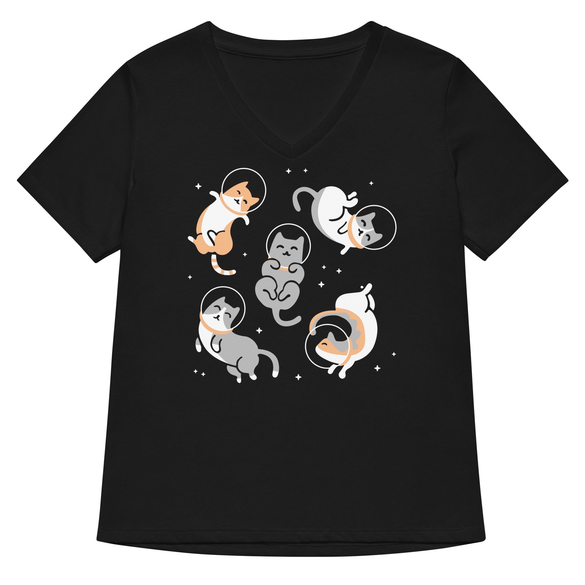 Cats In Space Women S V Neck Tee V Neck T Shirt Gift Ready