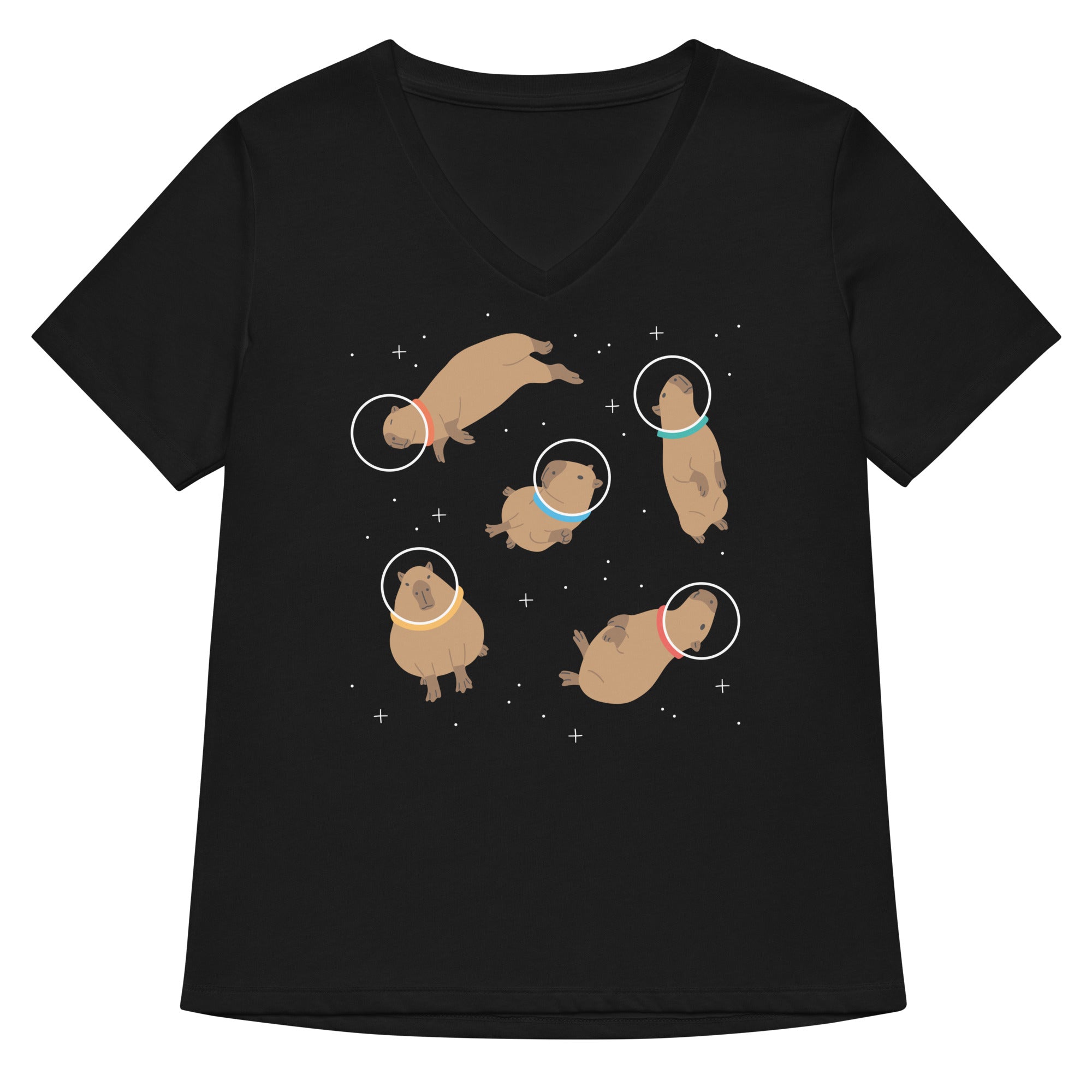 Capybaras In Space Women S V Neck Tee V Neck T Shirt Gift Ready