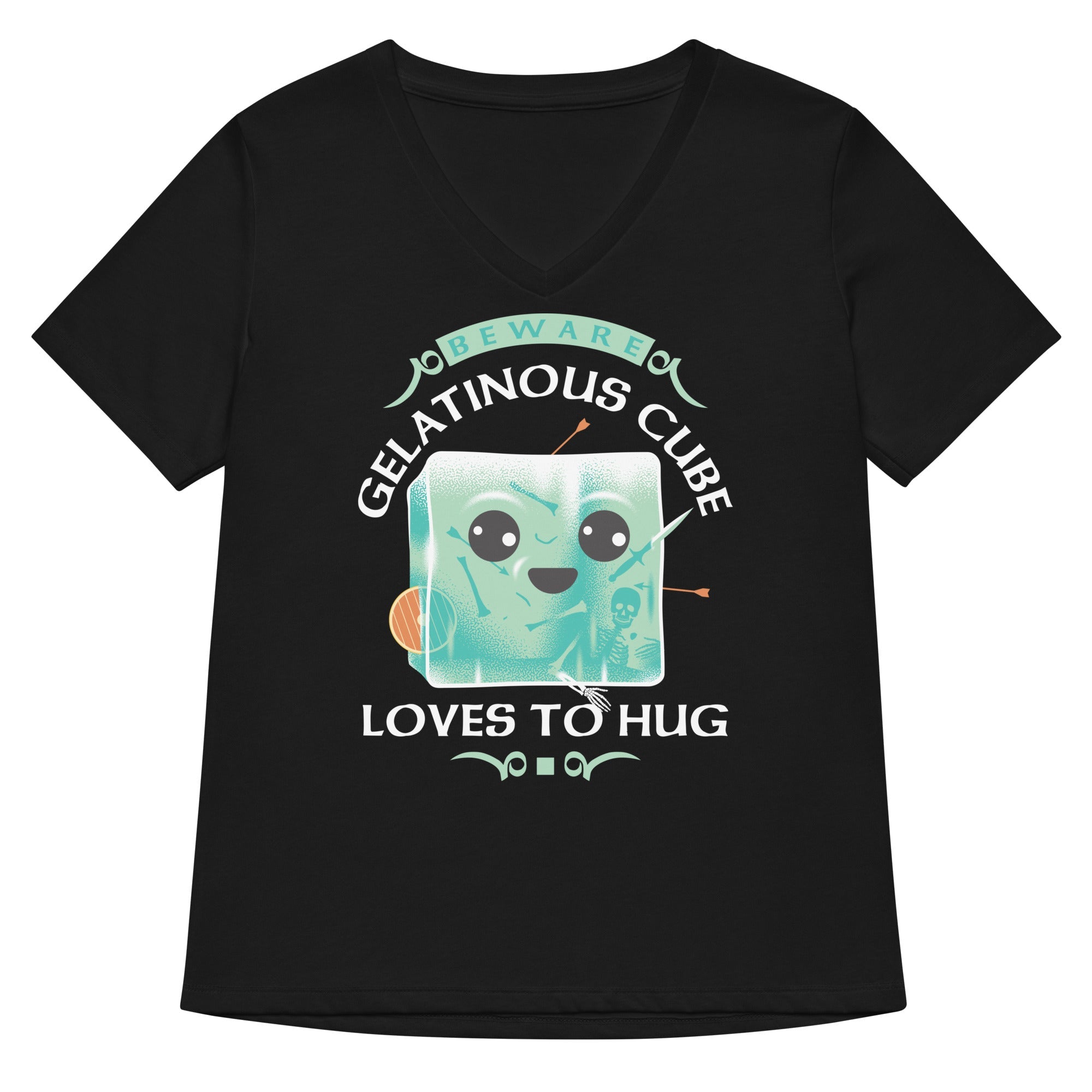 Gelatinous Cube Loves To Hug Women S V Neck Tee V Neck T Shirt US Trend