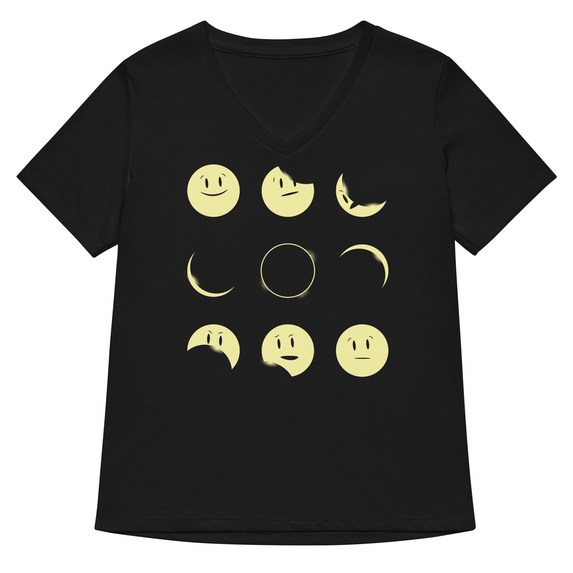 Eclipse Emoji Women S V Neck Tee V Neck T Shirt Minimal Style