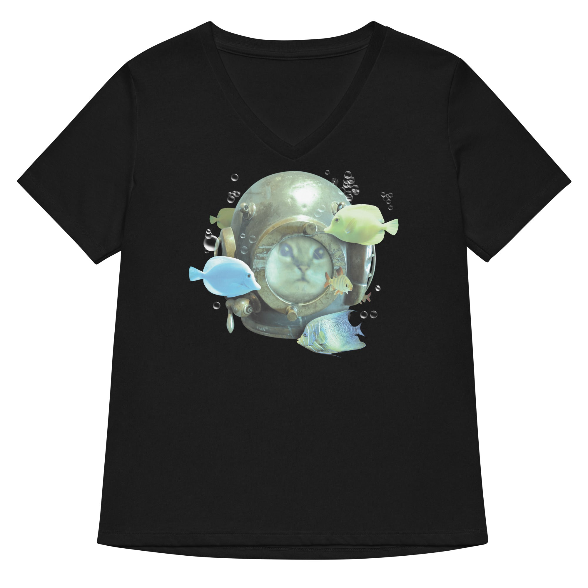 20 000 Purrrs Under The Sea Women S V Neck Tee V Neck T Shirt Premium Print