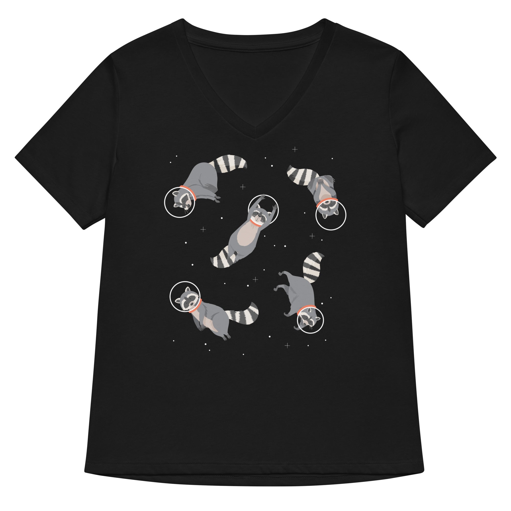 Raccoons In Space Women S V Neck Tee V Neck T Shirt Minimal Style