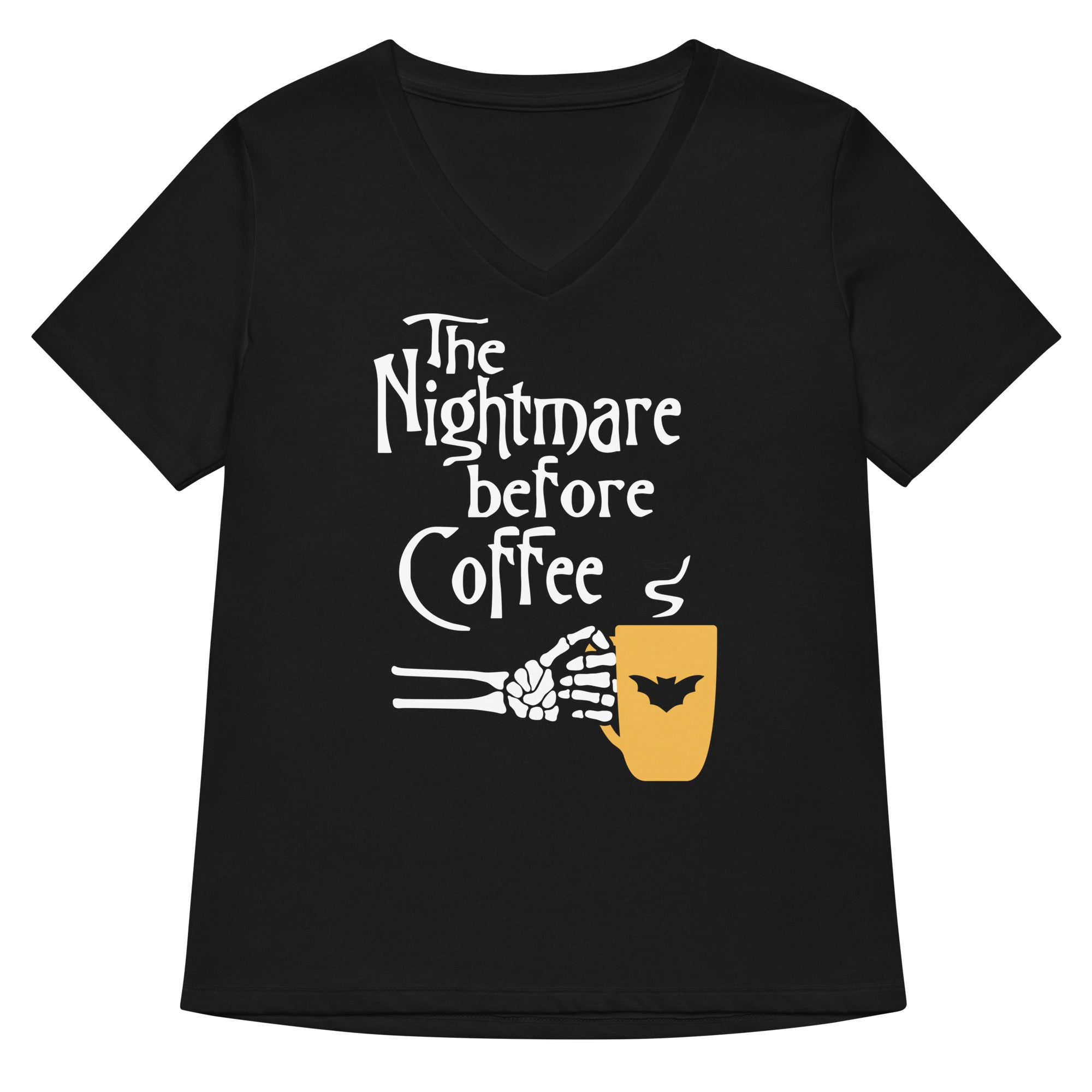 The Nightmare Before Coffee Women S V Neck Tee V Neck T Shirt Everyday Wear