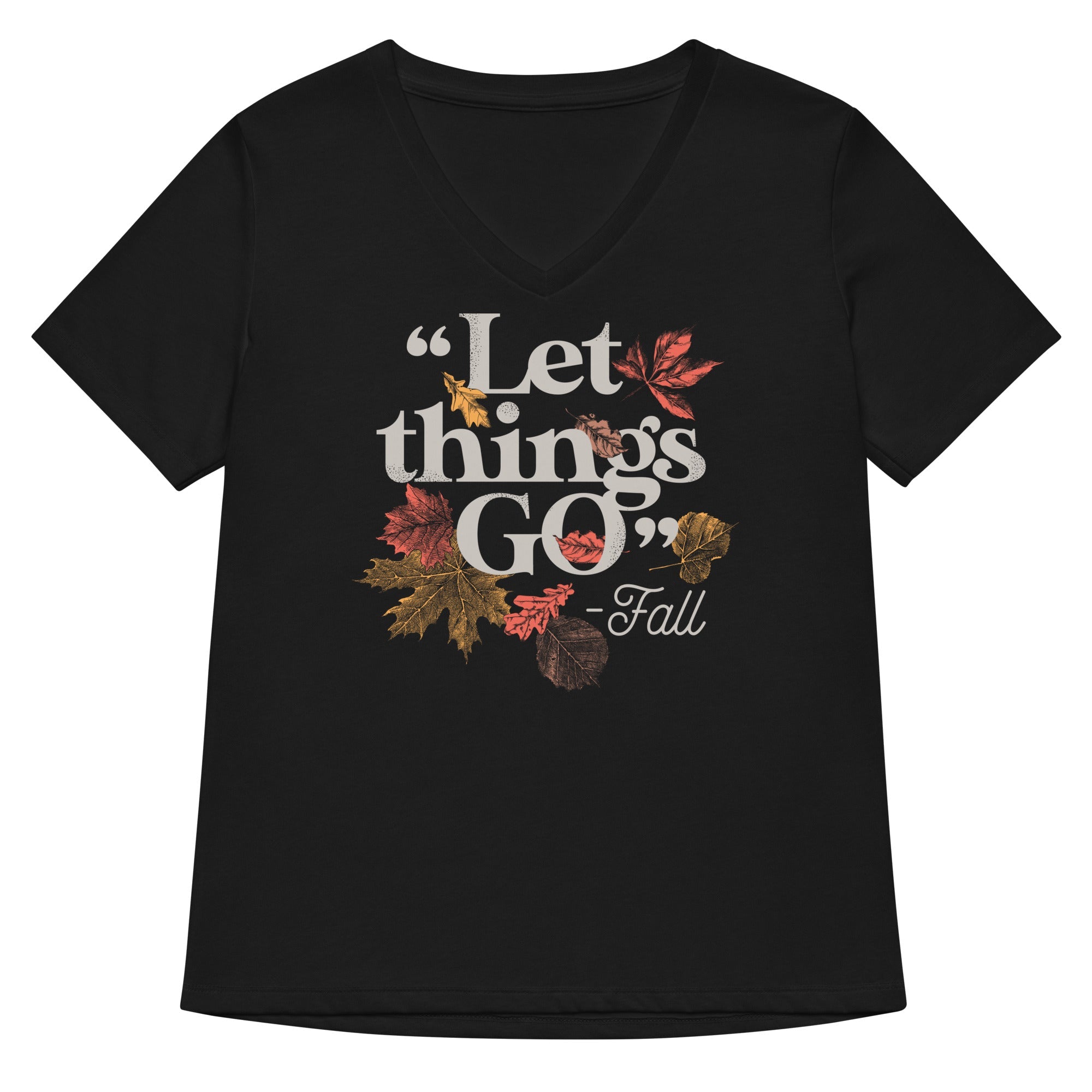 Let Things Go Fall Women S V Neck Tee V Neck T Shirt Minimal Style