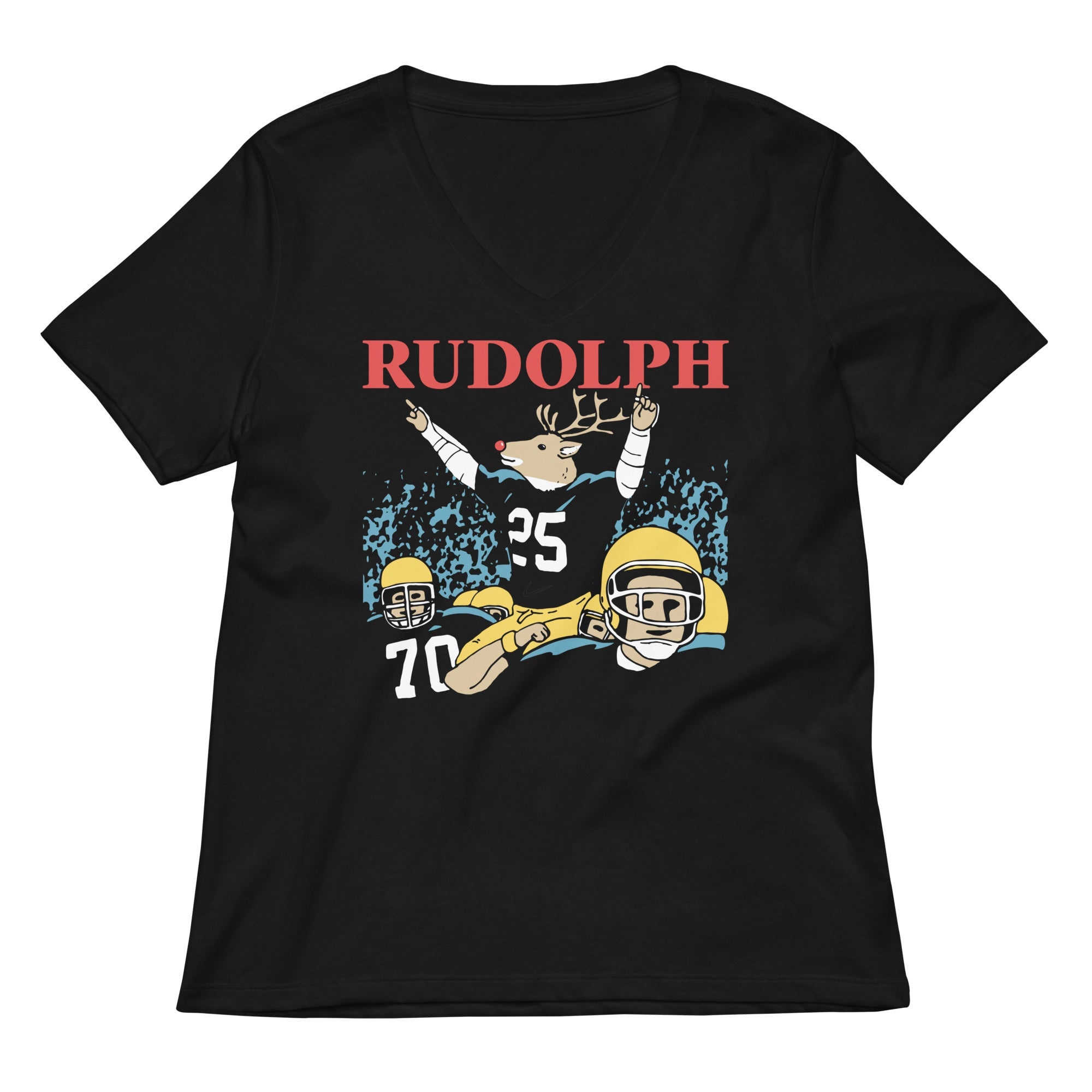Rudolph Women S V Neck Tee V Neck T Shirt US Trend