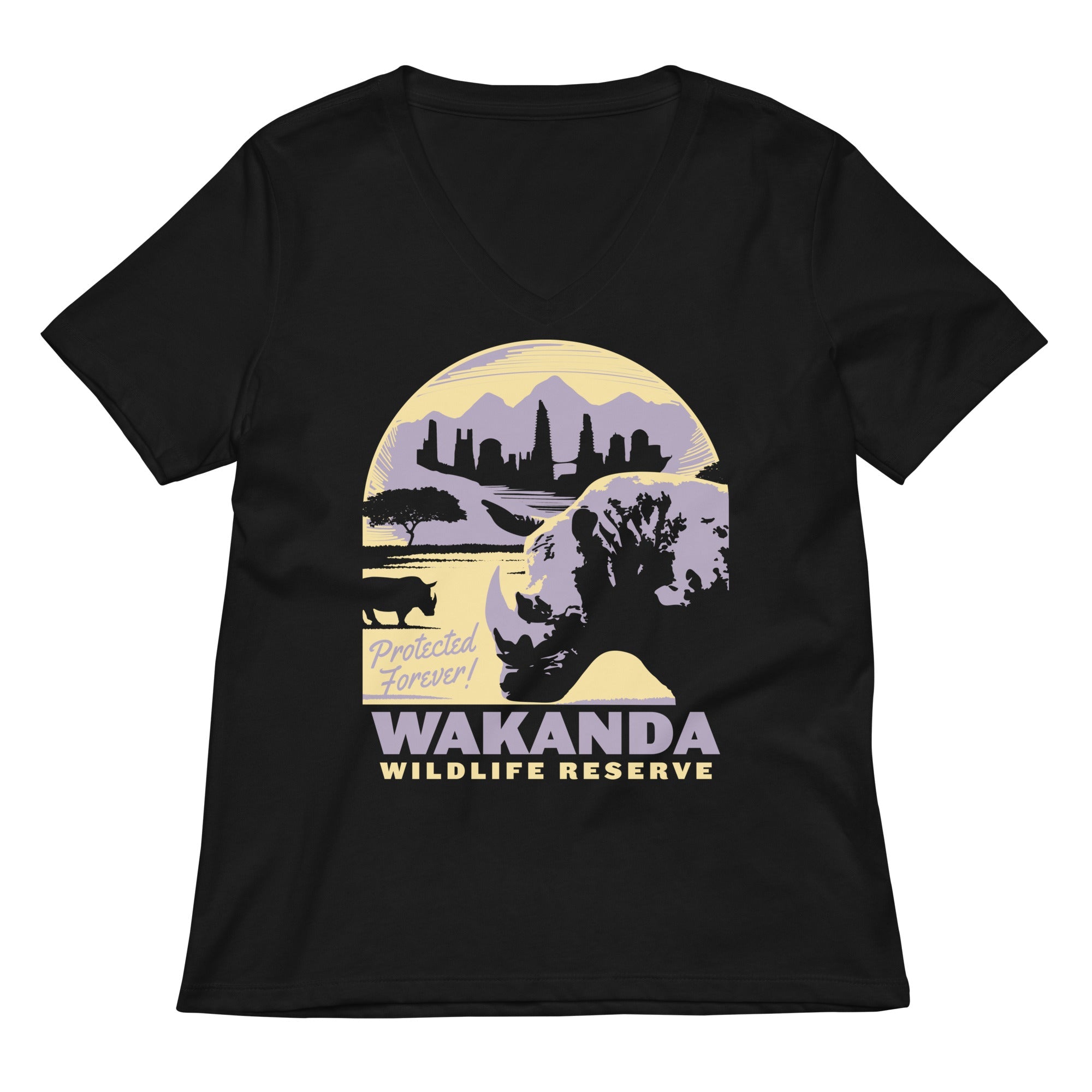 Wakanda Wildlife Reserve Women S V Neck Tee V Neck T Shirt US Trend