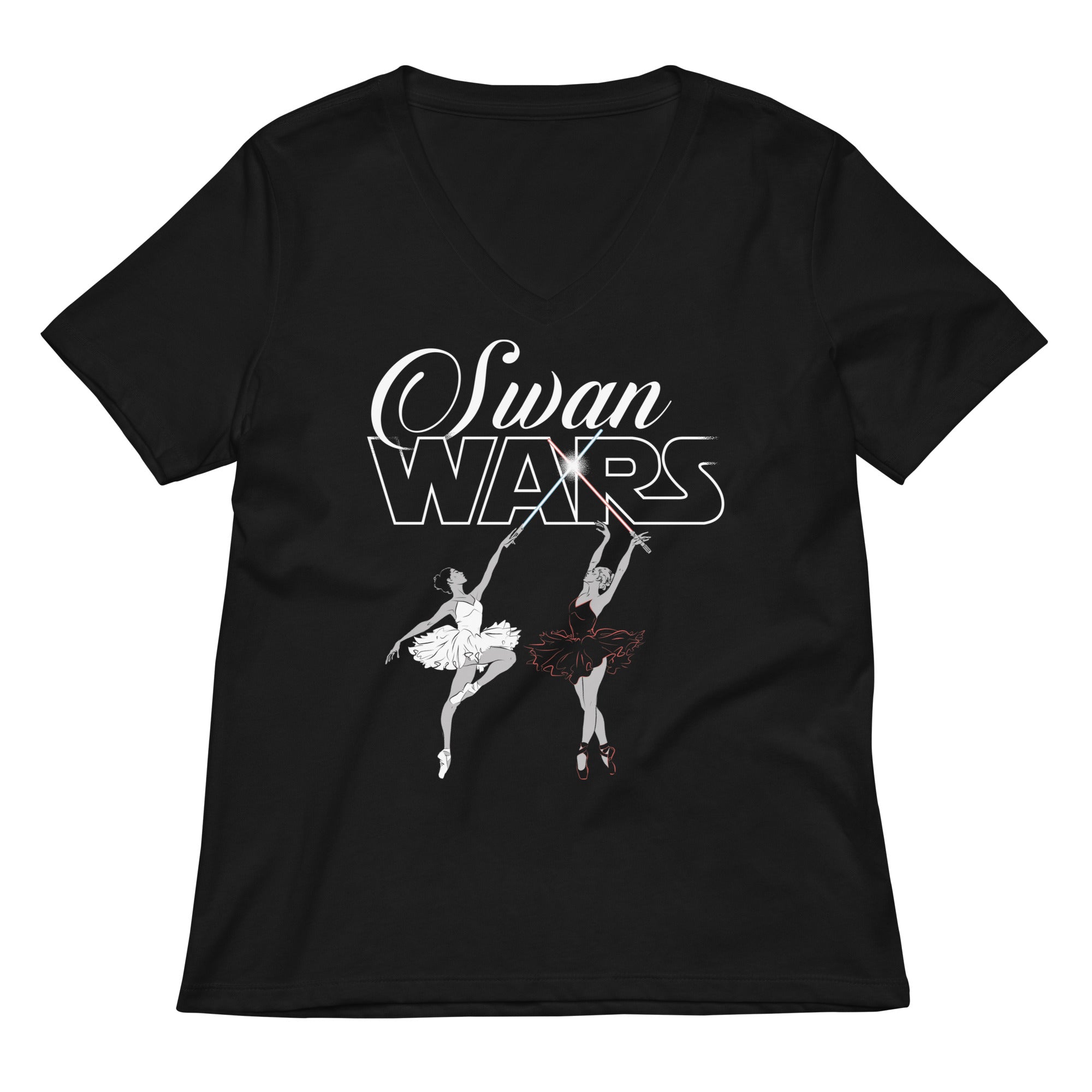 Swan Wars Women S V Neck Tee V Neck T Shirt Premium Print