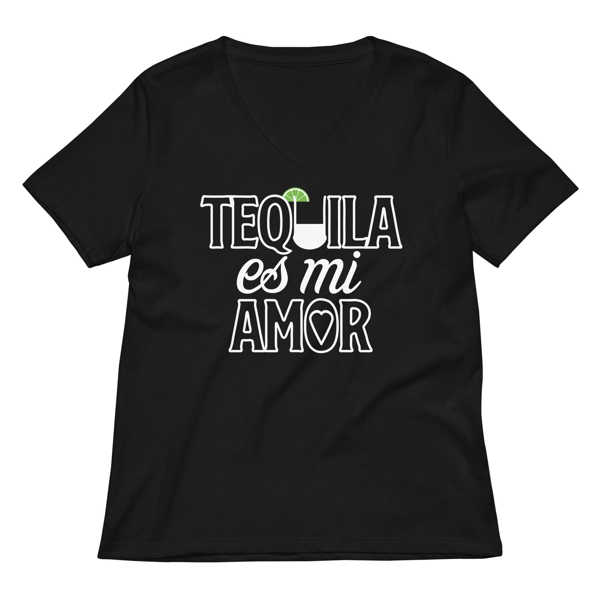 Tequila Es Mi Amor Women S V Neck Tee V Neck T Shirt Premium Print