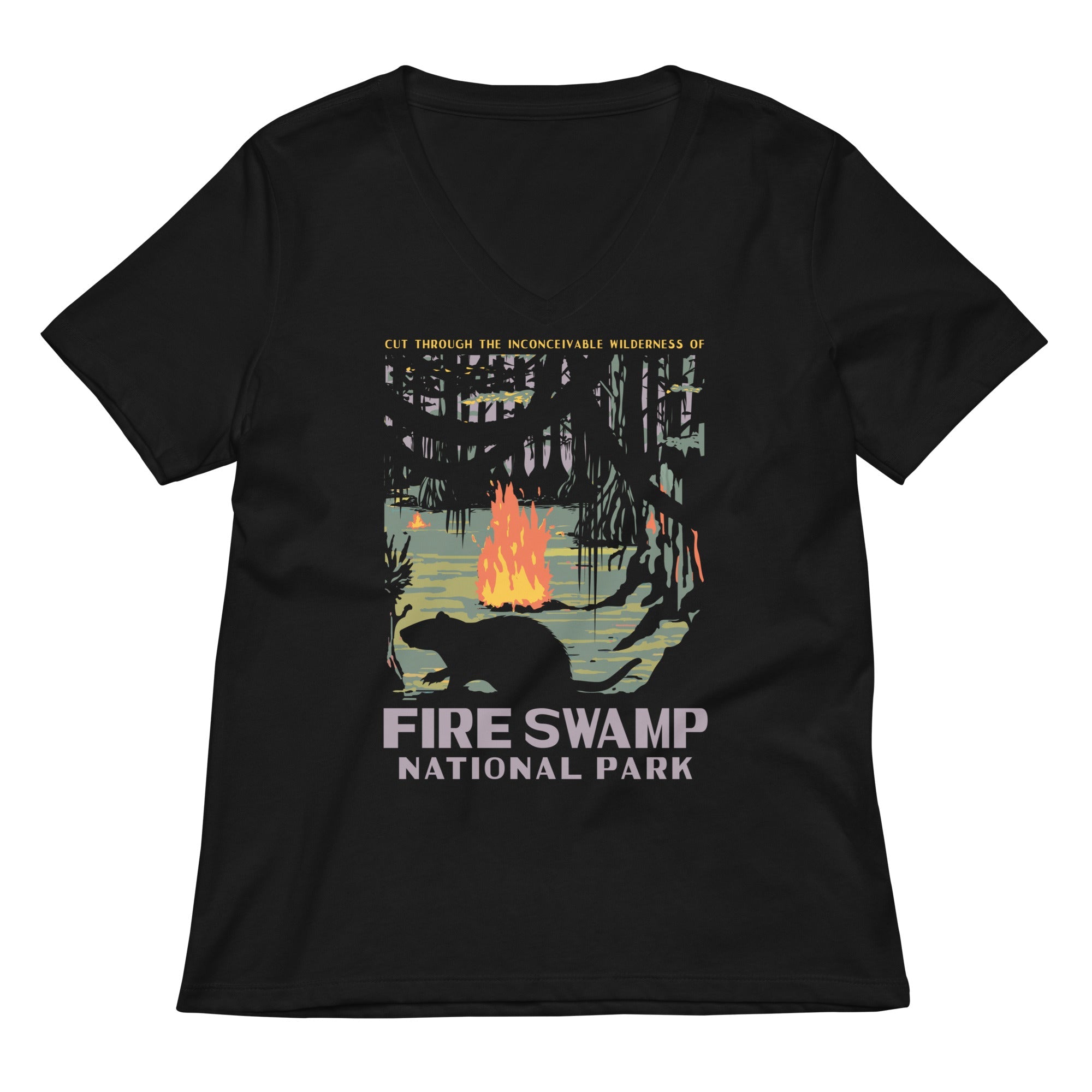 Fire Swamp National Park Women S V Neck Tee V Neck T Shirt Premium Print
