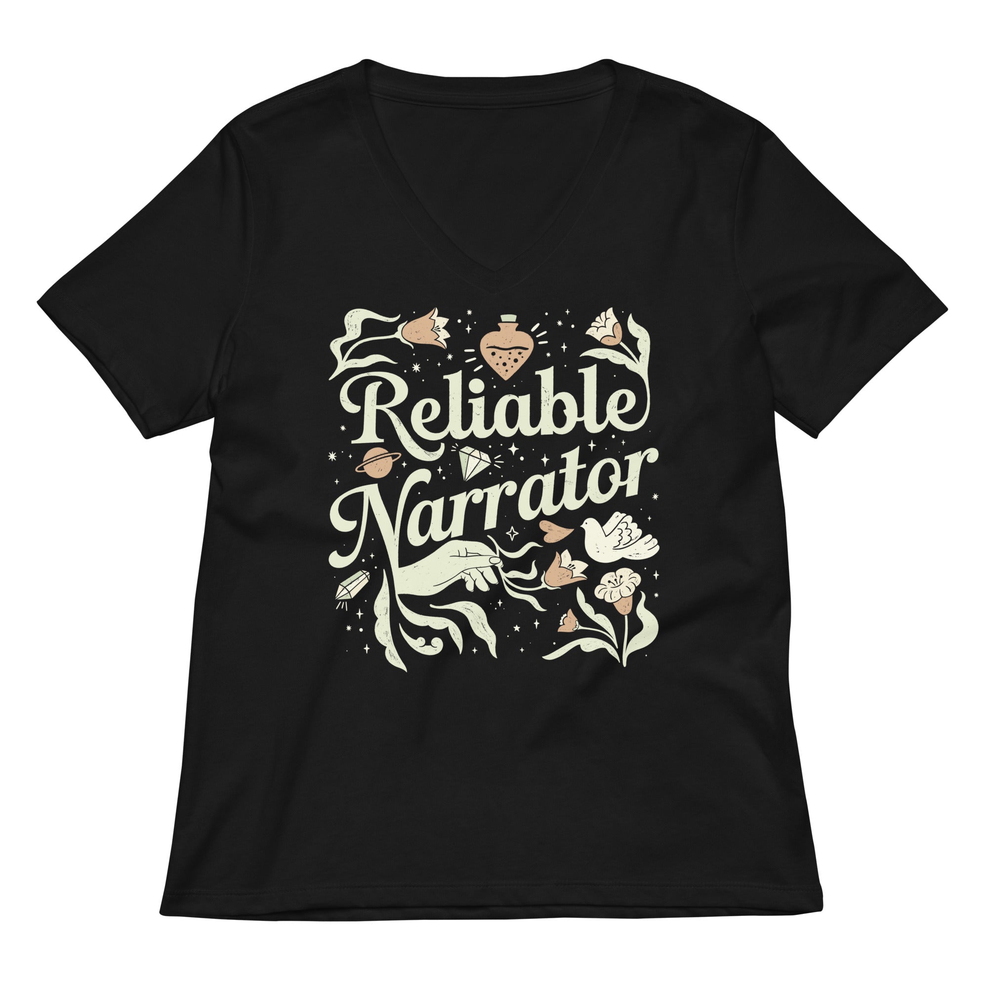Reliable Narrator Women S V Neck Tee V Neck T Shirt Clean Design